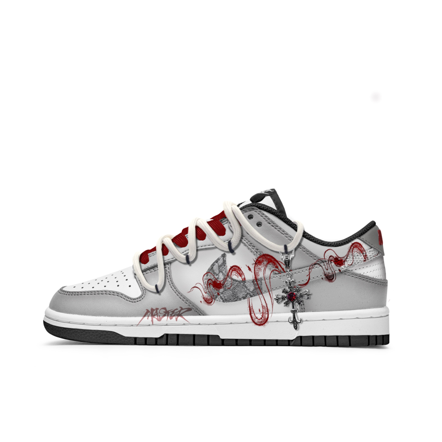 Nike Nike Dunk Slip Resistant Abrasion Resistant Low top Skateboard Shoes Unisex White Gray