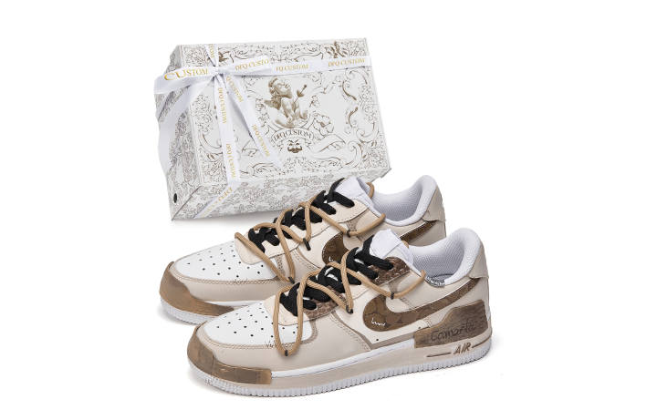 Nike Nike Air Force 1 Da Vinci Custom, Box, Flying Leaves Slip Resistant Quick Dry Abrasion Resistant Balance