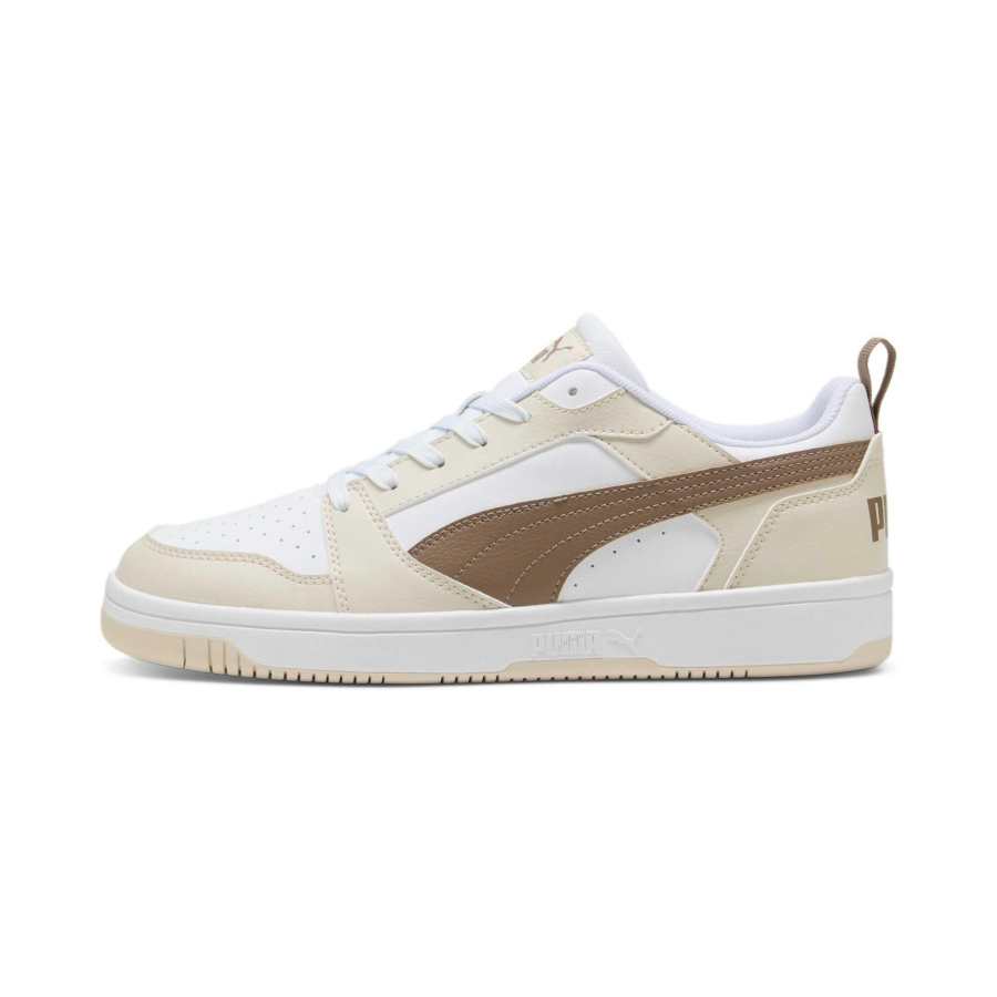 PUMA Rebound V6 Artificial Leather Low top Skateboard Shoes Unisex Ecru