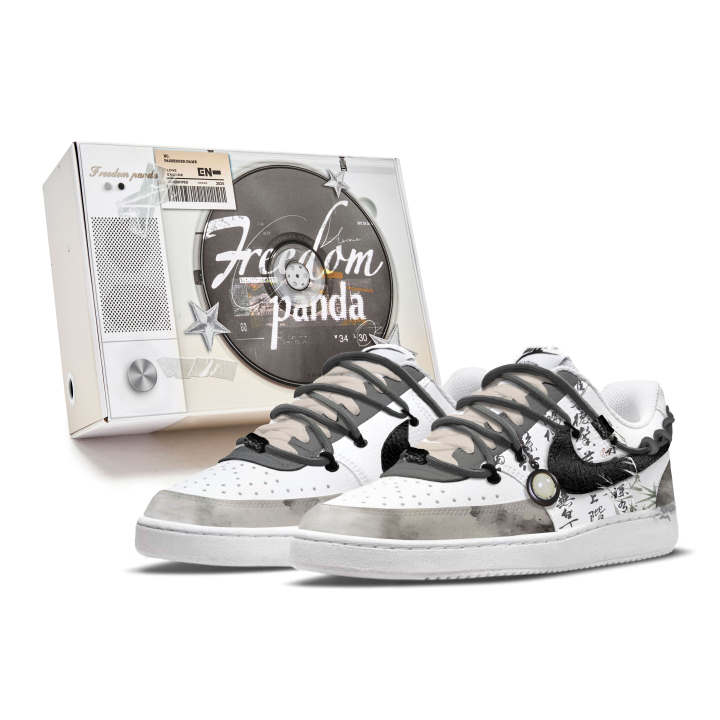 Nike Nike Court Vision 1 Freedom Panda, Box, Resilient Bamboo Slip Resistant Abrasion Resistant Low top Skateboard Shoes