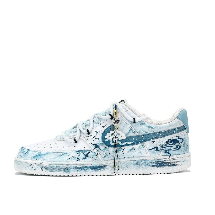 Nike Nike Court Vision 1 Cloud And Swan Shadow Abrasion Resistant Low top Skateboard Shoes Unisex Blue