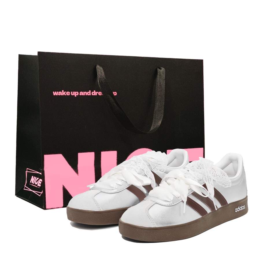 Adidas Neo VL Court 2.0 Galaxy Coffee Slip Resistant Low top Skateboard Shoes Unisex Silver