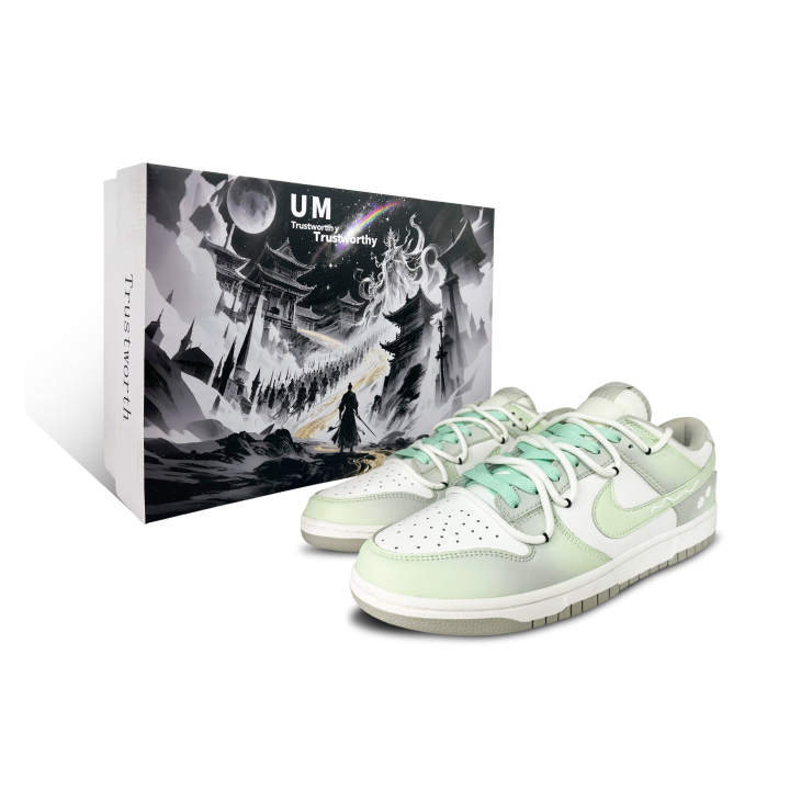 Nike Nike Dunk Flower Language Box Included Abrasion Resistant Abrasion Resistant Low top Skateboard Shoes Unisex Turquoise