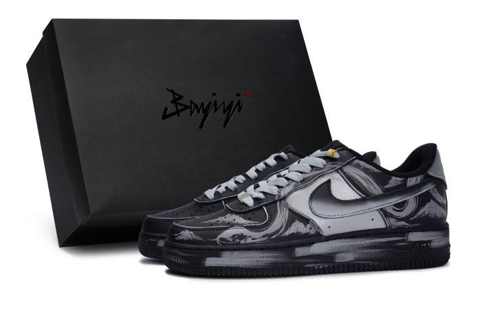 Nike Nike Air Force 1 Slip Resistant Slip Resistant Low top Skateboard Shoes Unisex Black Silver Gray