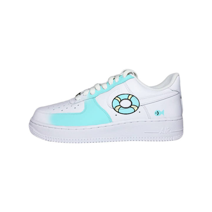 Nike Nike Air Force 1 Abrasion Resistant Abrasion Resistant Low top Skateboard Shoes Unisex White Blue