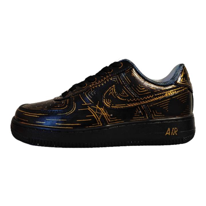 Nike Nike Air Force 1 Black Warrior, Anime Cow Leather Low top Skateboard Shoes Men's Black