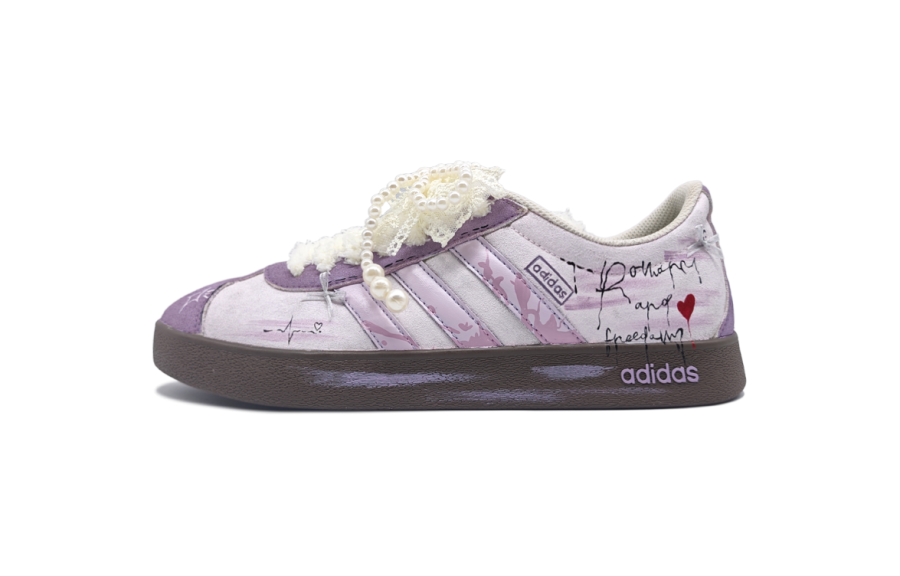 Adidas Neo VL Court Lifestyle Rose Mu Yu Slip Resistant Abrasion Resistant Low top Skateboard Shoes Unisex Purple