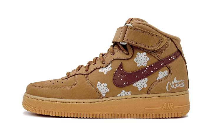 Nike Nike Air Force 1 Slip Resistant Mid top Skateboard Shoes Unisex White Brown