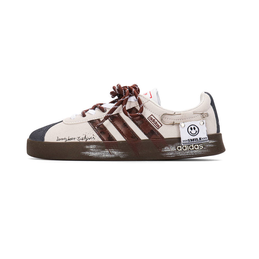 Adidas Adidas VL COURT 2.0 Smile Abrasion Resistant Abrasion Resistant Low top Skateboard Shoes Unisex Coffee