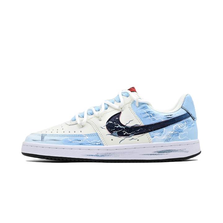 Nike Nike Court Vision 1 Blue Language Abrasion Resistant Abrasion Resistant Low top Skateboard Shoes Men's Blue White