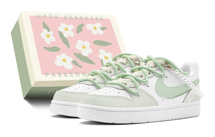 Nike Nike Court Borough Spring Renewal, Outing Season, Bubble Green Apple, Pearl Charm, Detachable Low top Skateboard Shoes