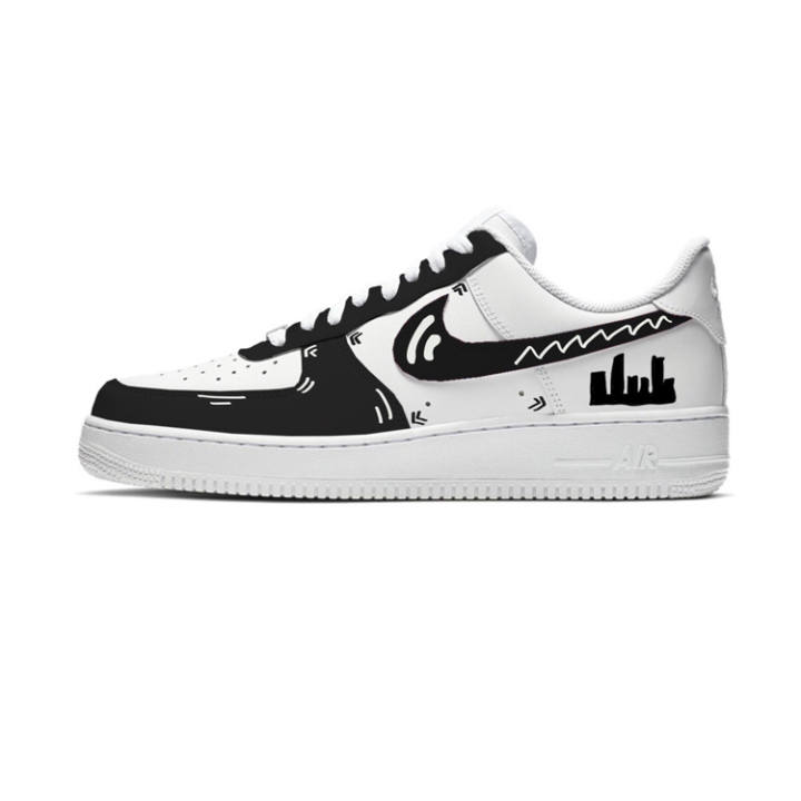 Nike Nike Air Force 1 07 City Rhythm Leather Low top Skateboard Shoes Men's Black White