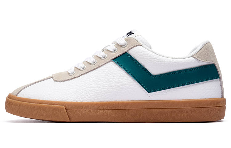 Pony Abrasion Resistant Lightweight Low top Skateboard Shoes Unisex Beige Green