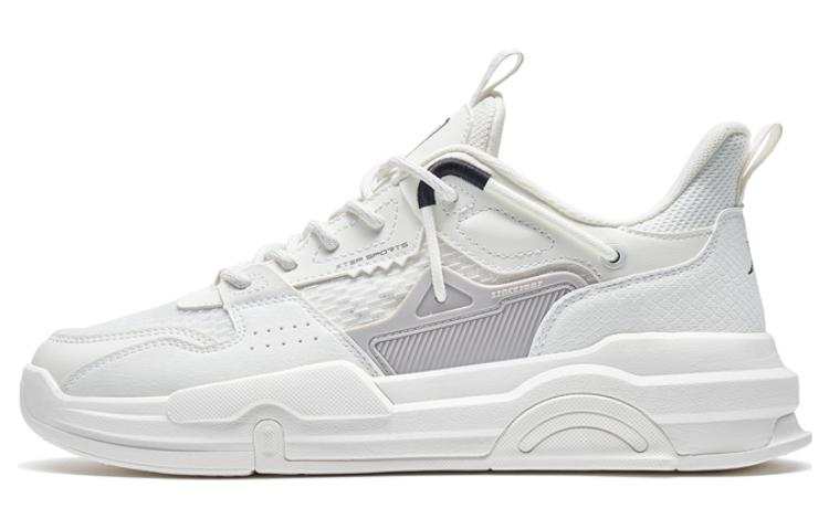 XTEP XTEP Decoding Textile, Synthetic Leather Lightweight Low top Skateboard Shoes Men's White Gray
