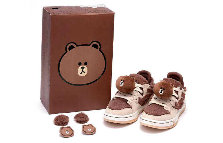 Li-Ning Li Ning x LINE FRIENDS Wave Pro Brown Bear Slip Resistant, Abrasion Resistant, Lightweight Low top Skateboard Shoes