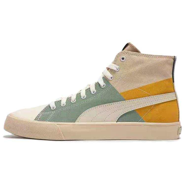 PUMA Abrasion Resistant Cushioning High top Skateboard Shoes Unisex White Green Yellow