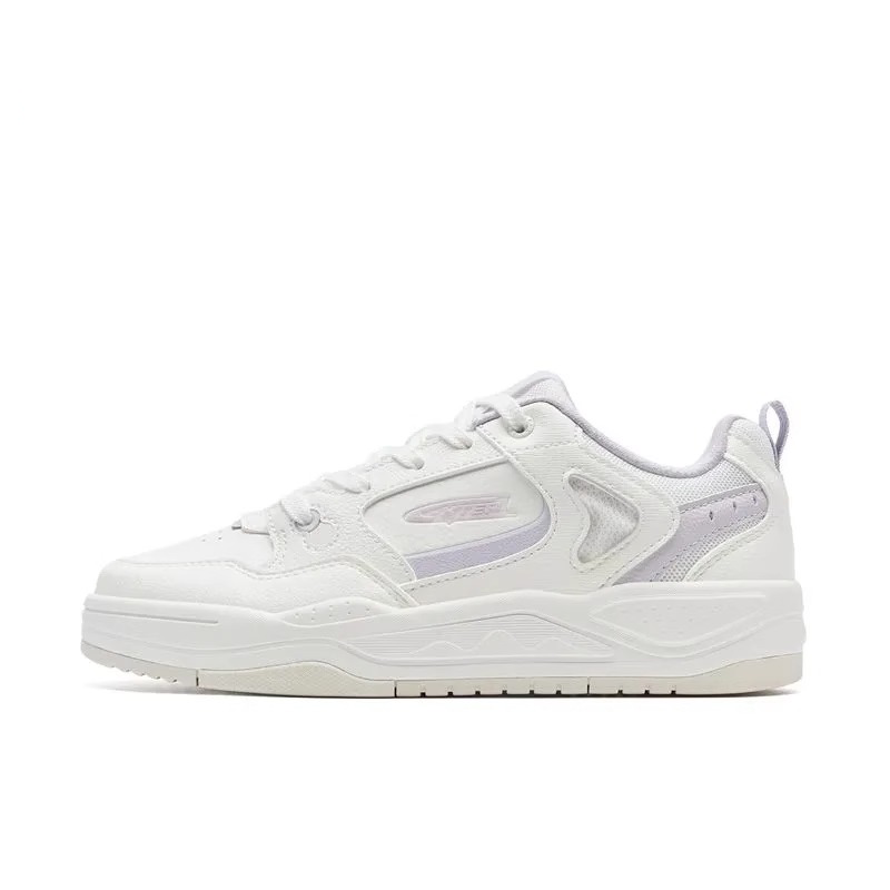 XTEP Slip Resistant Abrasion Resistant Low top Skateboard Shoes Women's Sail White/Light Dusty Purple
