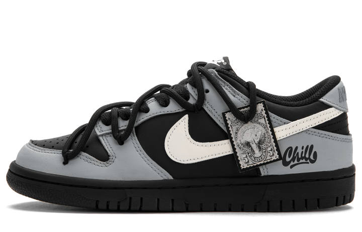 Nike Nike Dunk High Key Slip Resistant Abrasion Resistant Low top Skateboard Shoes Unisex Black Gray