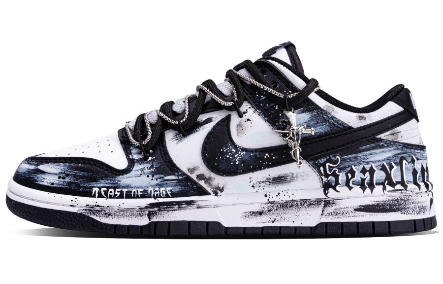 Nike Nike Dunk Dark Night Mystic Blue Abrasion Resistant Abrasion Resistant Low top Skateboard Shoes Unisex White Black Blue