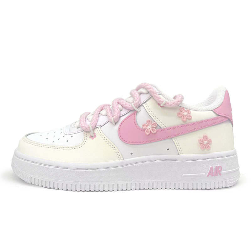 Nike Nike Air Force 1 Sweet Berry Small Flower Cushioning Abrasion Resistant Height Increasing Low top Skateboard Shoes