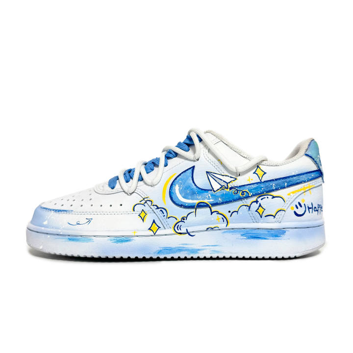 Nike Nike Court Vision 1 Lightweight Breathable Lightweight And Breathable Low top Skateboard Shoes Unisex White Blue