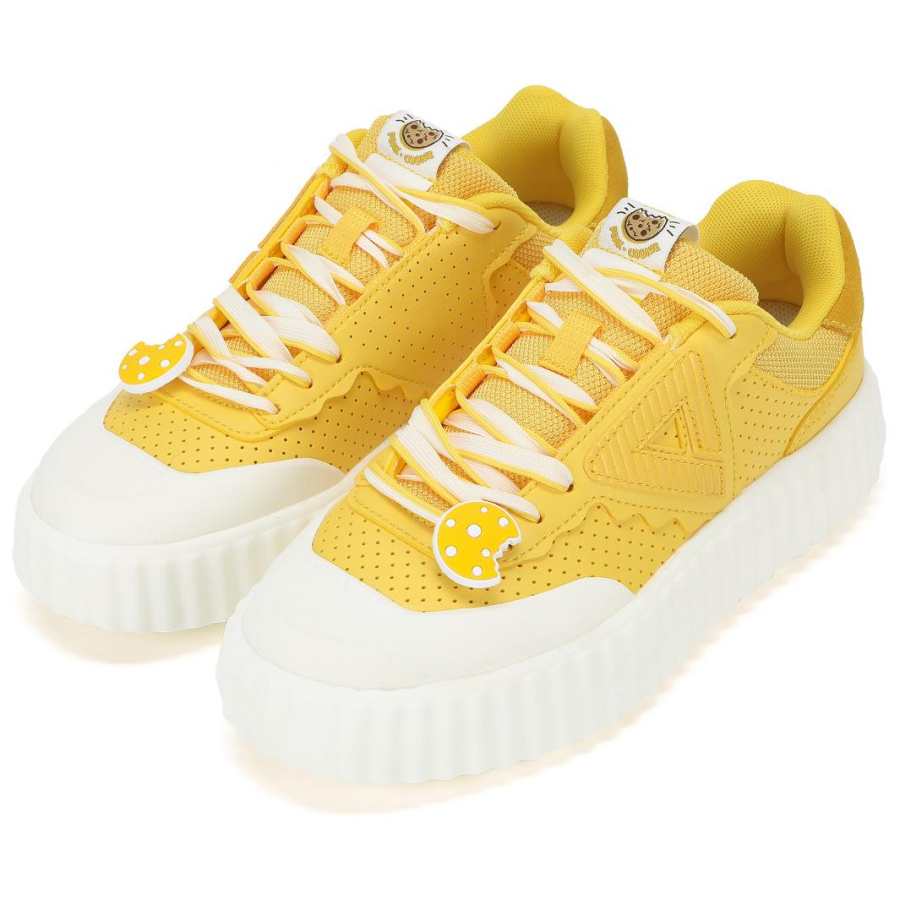PEAK Slip Resistant, Abrasion Resistant, Height Increasing Low top Skateboard Shoes Women's Cheese Yellow