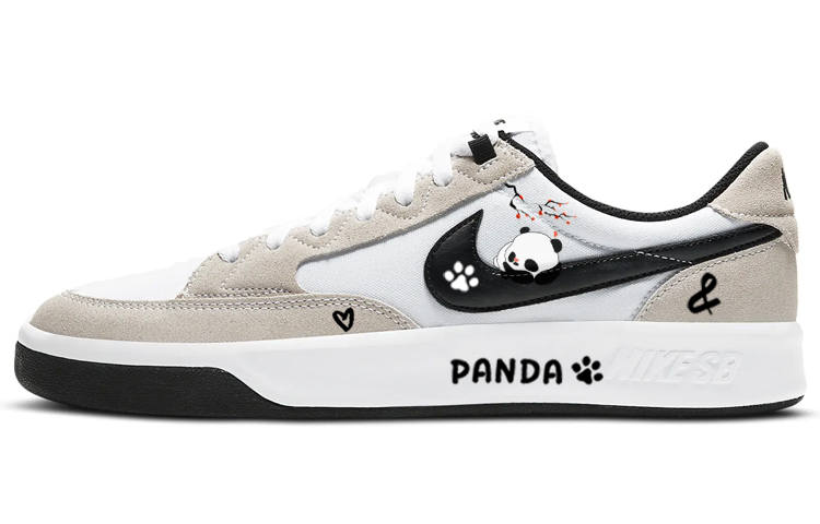 Nike Nike SB Adversary Plum Blossom Tarepanda, Lazy Panda, Vintage Casual Low top Skateboard Shoes Unisex White Gray