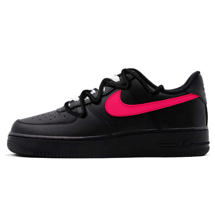 Nike Nike Air Force 1 Slip Resistant Abrasion Resistant Low top Skateboard Shoes Unisex Pink Black