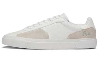 LACOSTE L006 Leather Low top Skateboard Shoes Men's White Pink