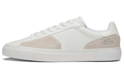 LACOSTE L006 Leather Low top Skateboard Shoes Men's White Pink