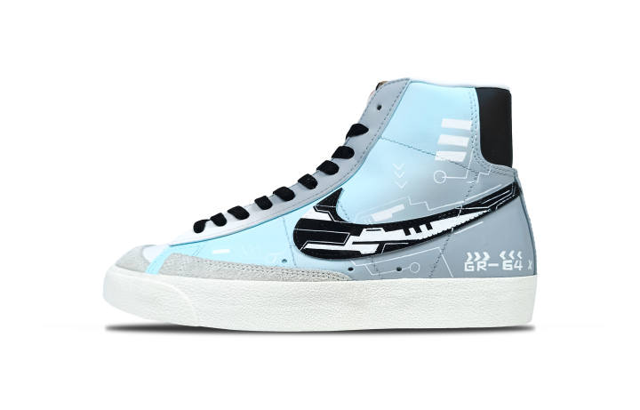 Nike Nike Blazer Textile, Synthetic Leather Height Increasing Mid top Skateboard Shoes Unisex Blue Black