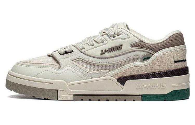 Li-Ning Li Ning 001 BTC PREMIUM Cow Leather, Textile Comfortable Slip Resistant Low top Skateboard Shoes Men's Bone White