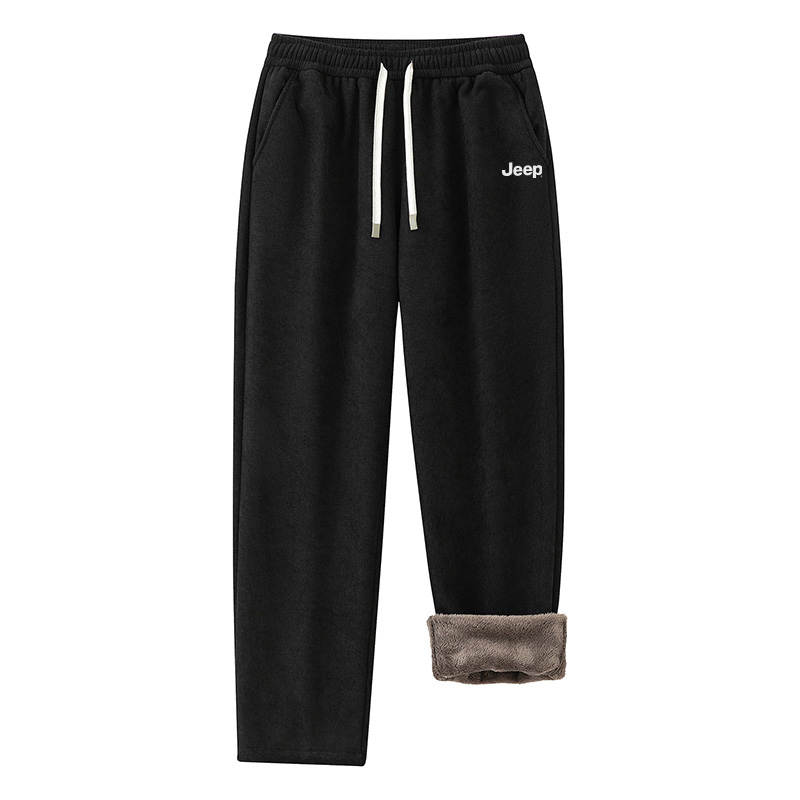 Jeep Casual Pants Unisex Thickened And Fleece Lined Straight Fit Pants