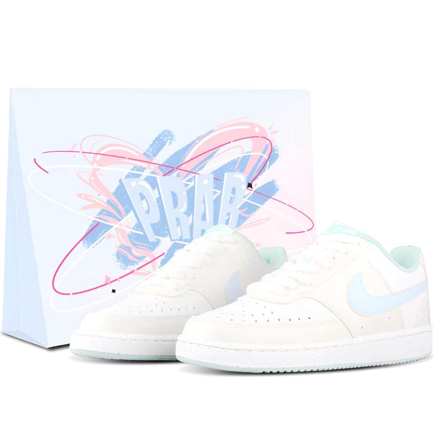 Nike Nike Court Vision Leather Wear resistant And Lightweight Low top Skateboard Shoes Women's Ivory