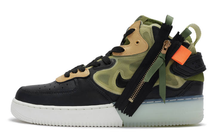 Nike Nike Air Force 1 React 811 Manufacturing Slip Resistant Abrasion Resistant Low top Skateboard Shoes Men's Black Green