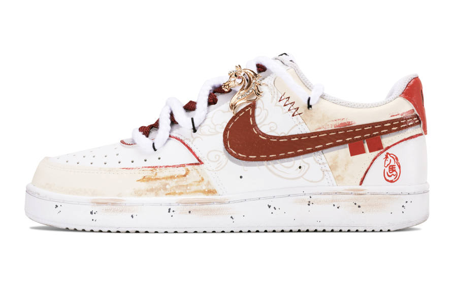 Nike Nike Court Vision Abrasion Resistant Low top Skateboard Shoes Women's Frost White Red Gold