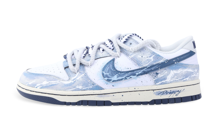 Nike Nike Dunk Drippy Sailor Abrasion Resistant Abrasion Resistant Low top Skateboard Shoes Men's Blue White