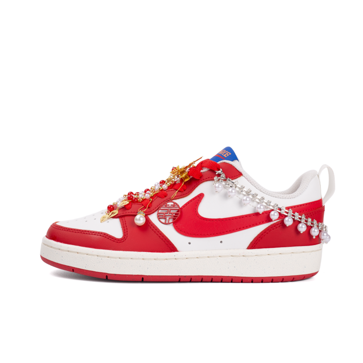 Nike Nike Court Borough 2 Skateboard Shoes Women's Low Top Red White Gold