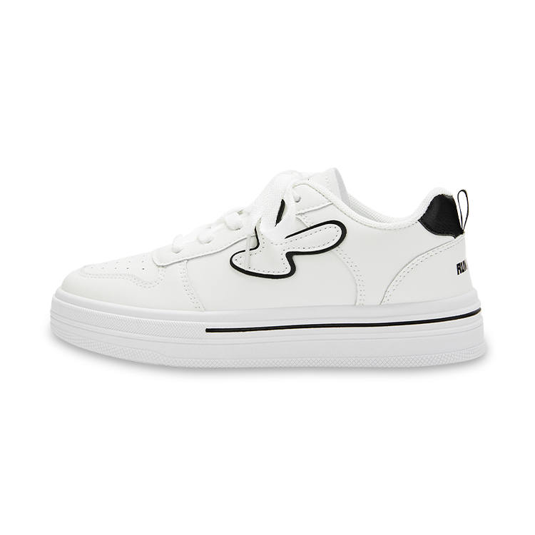 RUN MANNER Synthetic Leather Low top Skateboard Shoes Women's White Black