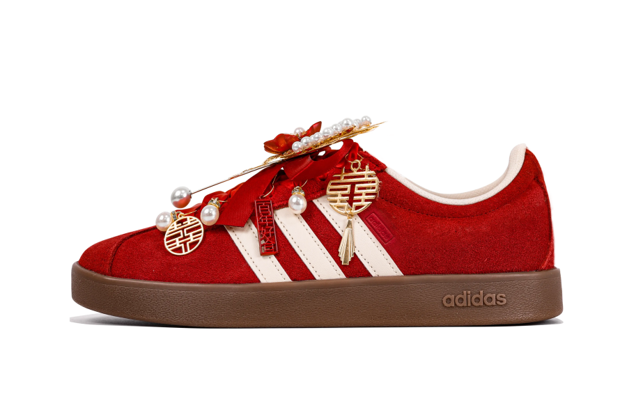Adidas Adidas VL Court 2.0 Forever In Love Abrasion Resistant Low top Skateboard Shoes Unisex Red