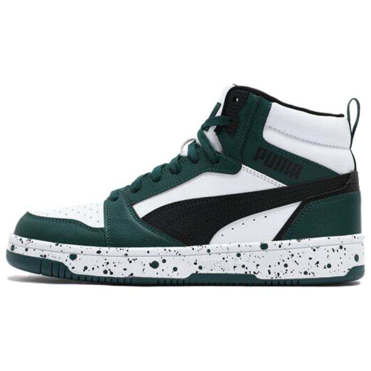 PUMA Rebound V6 Abrasion Resistant Mid top Skateboard Shoes Unisex White Green