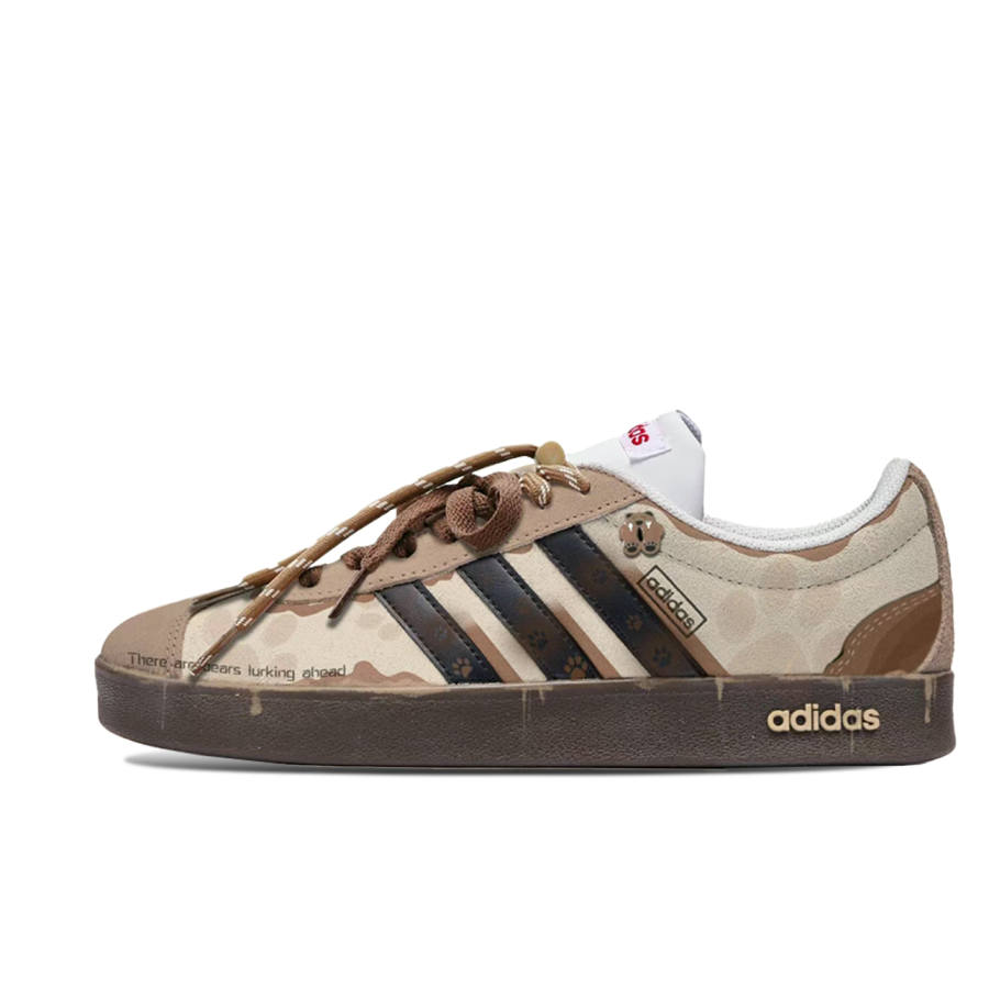 Adidas Neo VL Court 2.0 Bear Slip Resistant And Breathable Low top Skateboard Shoes Unisex Brown Gray