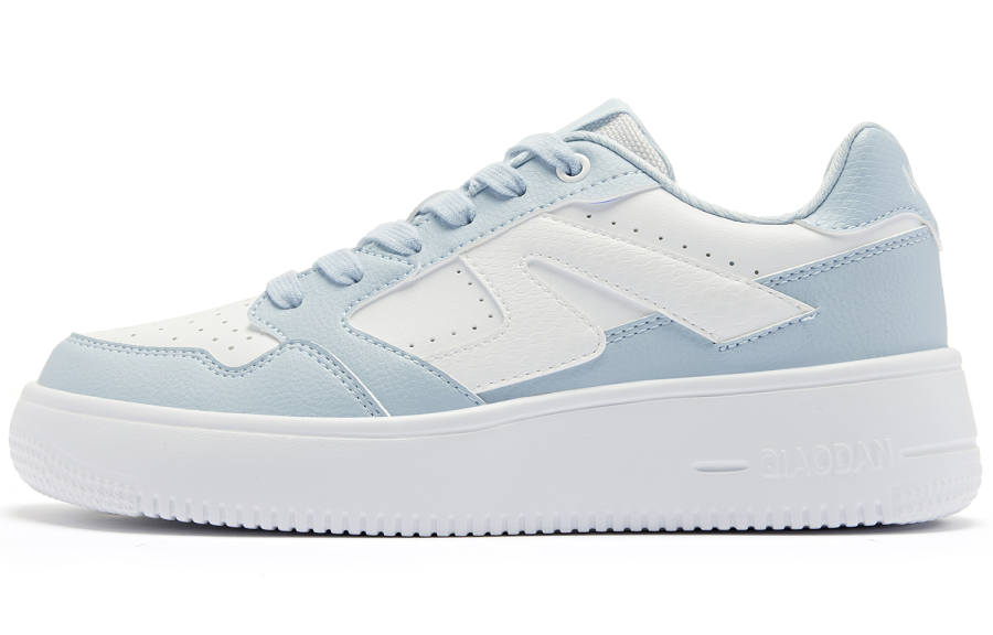QIAODAN Cushioning Wear-Resistant Low-Top Skateboard Shoes Women's White Blue