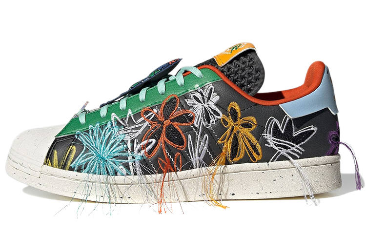 Adidas Originals x Sean Wotherspoon SUPERSTAR 'Super Earth' Comfortable Low top Skateboard Shoes Men's Black Green Blue