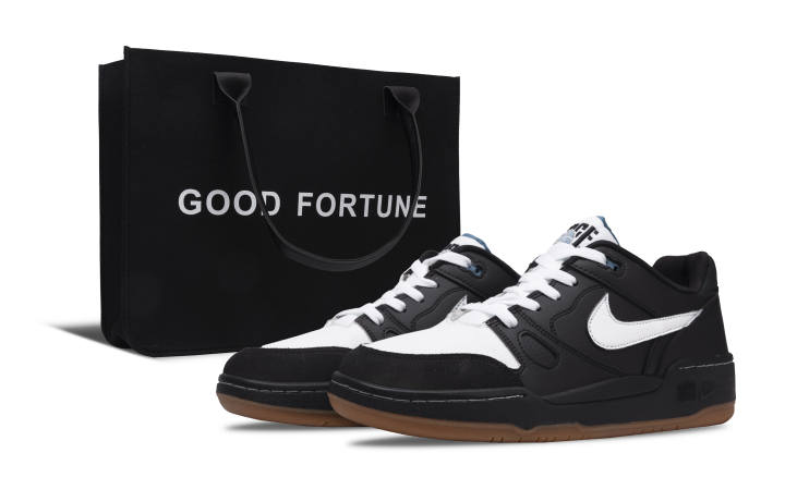 Nike Nike Full Force White Hole, Toe Art Painting, Shopping Bag Slip Resistant Low top Skateboard Shoes Men's Black White