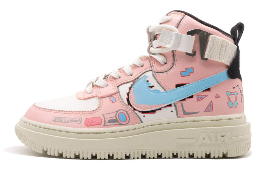 Nike Nike Air Force 1 Esports Girlish, Weaving Dreams With The Wind High top Skateboard Shoes Women's Pink Blue