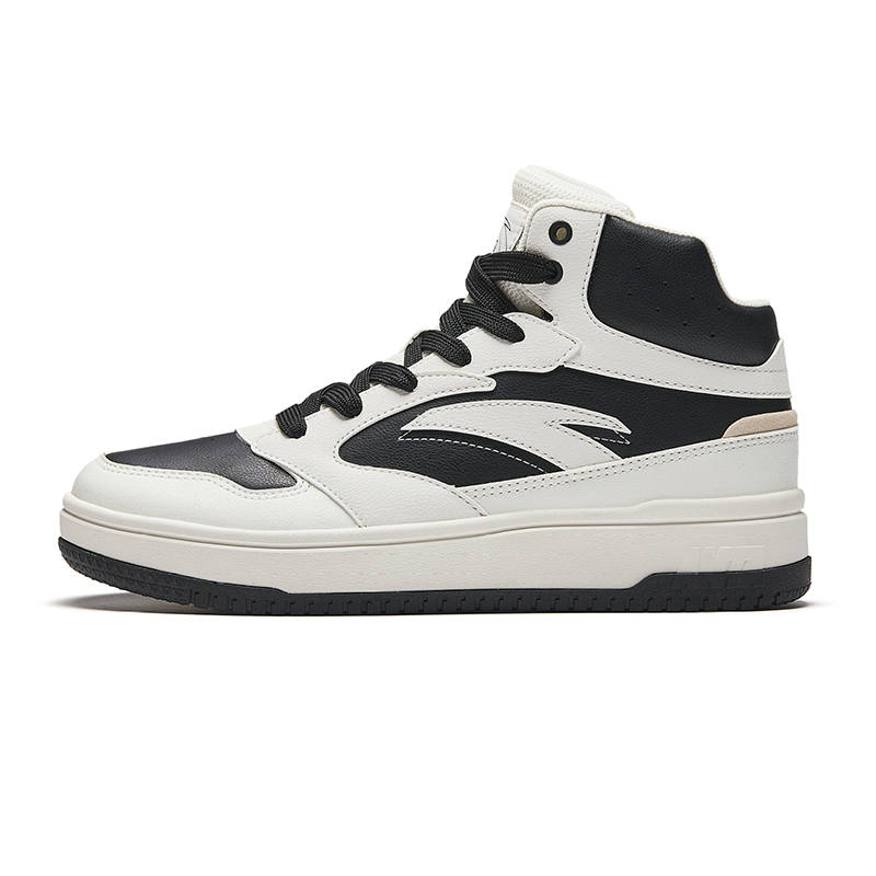 Anta Life Collection Slip Resistant Abrasion Resistant Mid top Skateboard Shoes Men's Black White