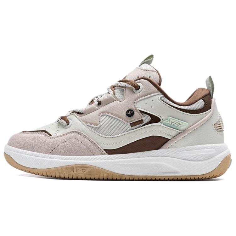 XTEP Qilang Synthetic Leather Slip Resistant Abrasion Resistant Low top Skateboard Shoes Women's White Pink