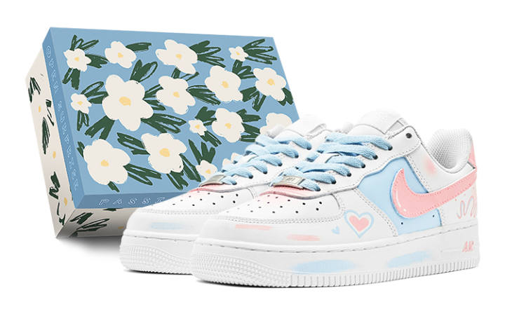Nike Nike Air Force 1 Low top Skateboard Shoes GS Blue Pink