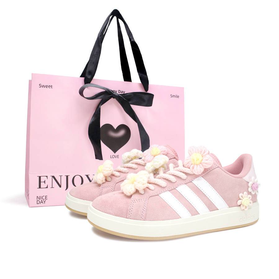 Adidas Adidas GRAND COURT 00s Abrasion Resistant Low top Skateboard Shoes Unisex Pink White